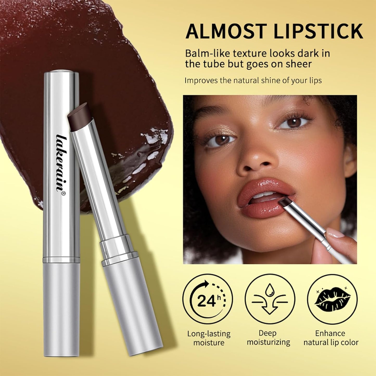 2Pcs Honey Lipstick Tinted Lip Balm, Deep Moisturizing Lip Color, Nourishing Lip Balm, Black and Pink Honey Lip Gloss, Hydrating Lipstick for All Skin Tones (Cherry + Pink)