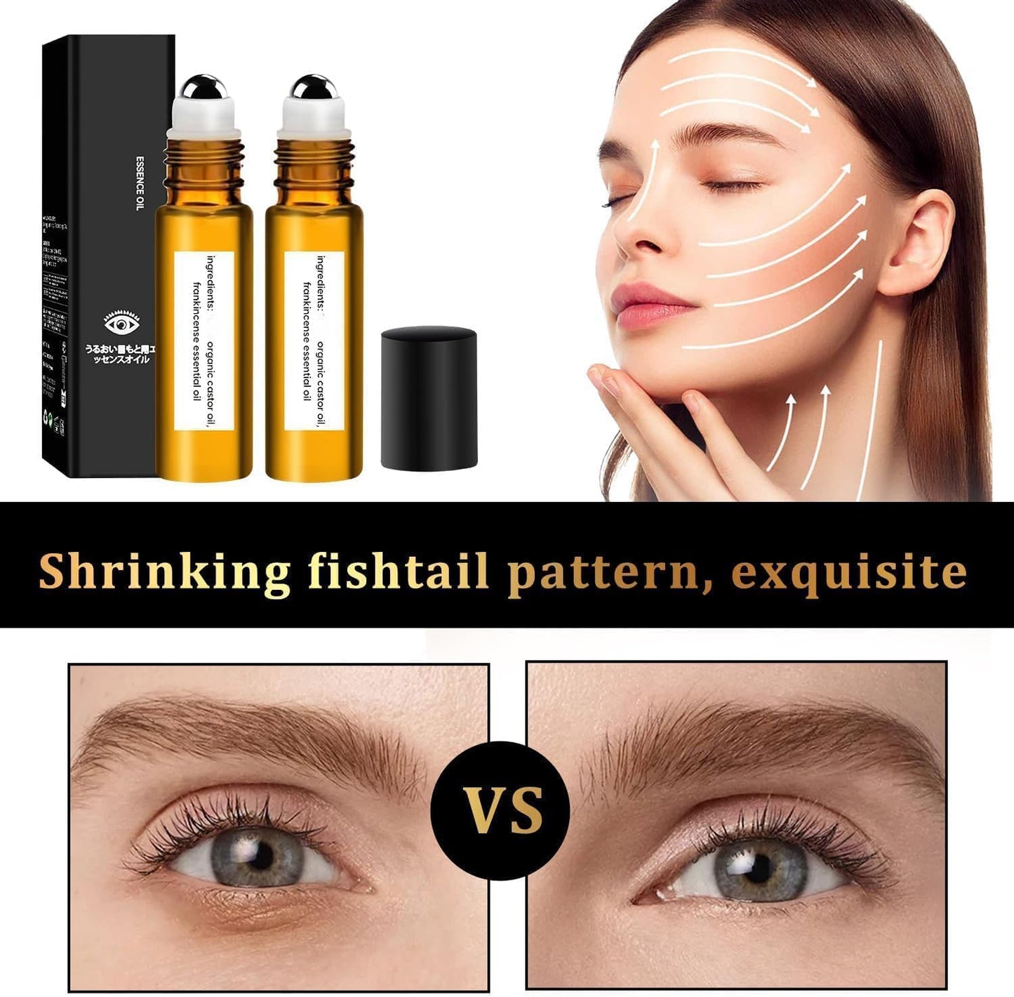 Time Eraser Oil, Time Eraser Rollerball Castor Oil and Frankincense, Castor Oil and Frankincense Eye Roller,Castor Oil Roller Ball(2 boxes)