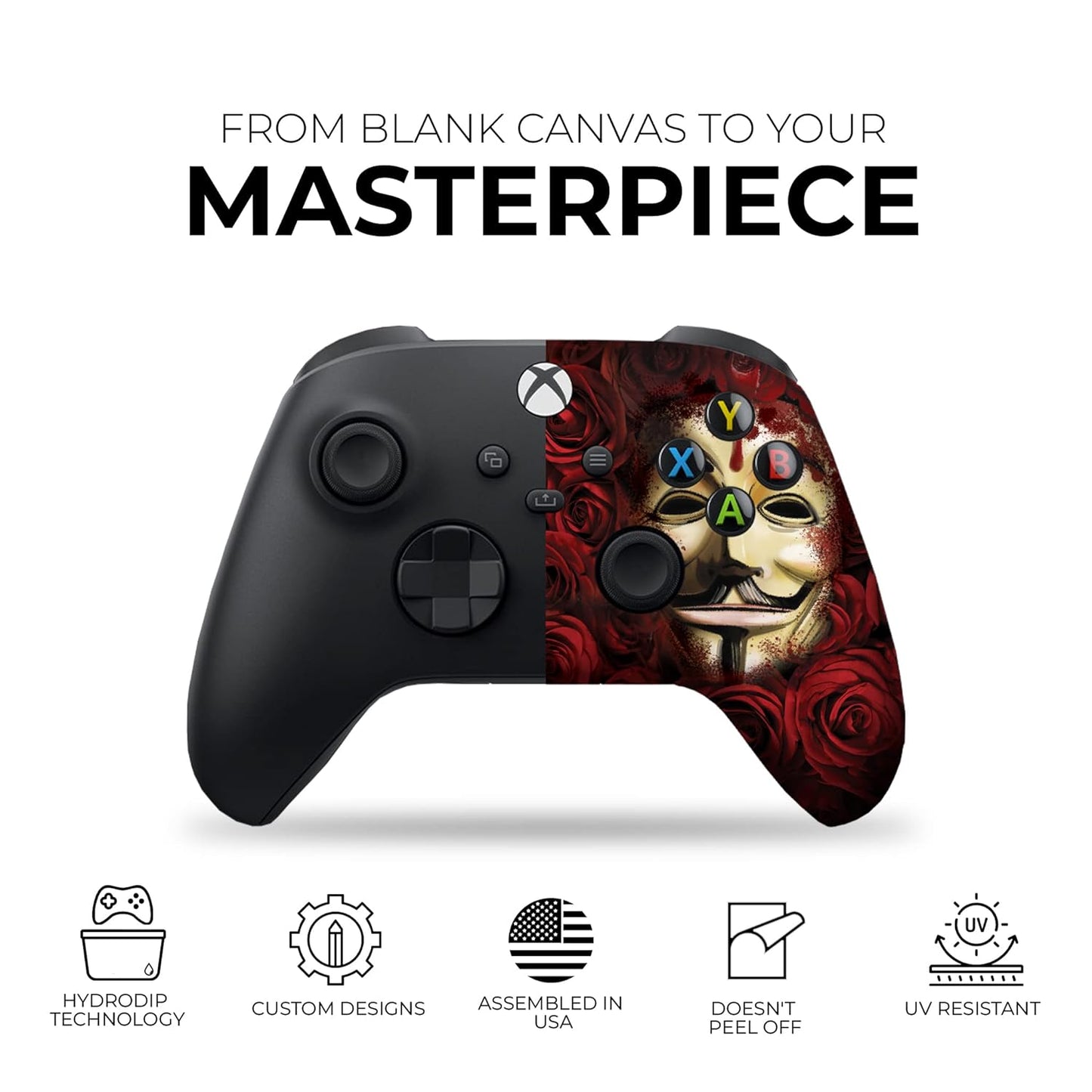 DreamController V For Venddeta Custom X-box Controller Wireless compatible with X-box One/Series X/S Proudly Customized in USA with Permanent HYDRO-DIP Printing(NOT JUST A SKIN) (MODDED)