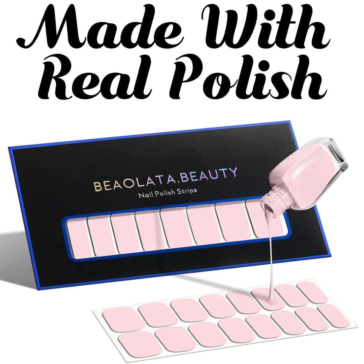 Nail Polish Strips, 32PCS Salon Quality Wraps, Long Lasting Gel Nail Stickers for Women Easy Apply& Remove (Scottish Pebbles Blue&Brown)
