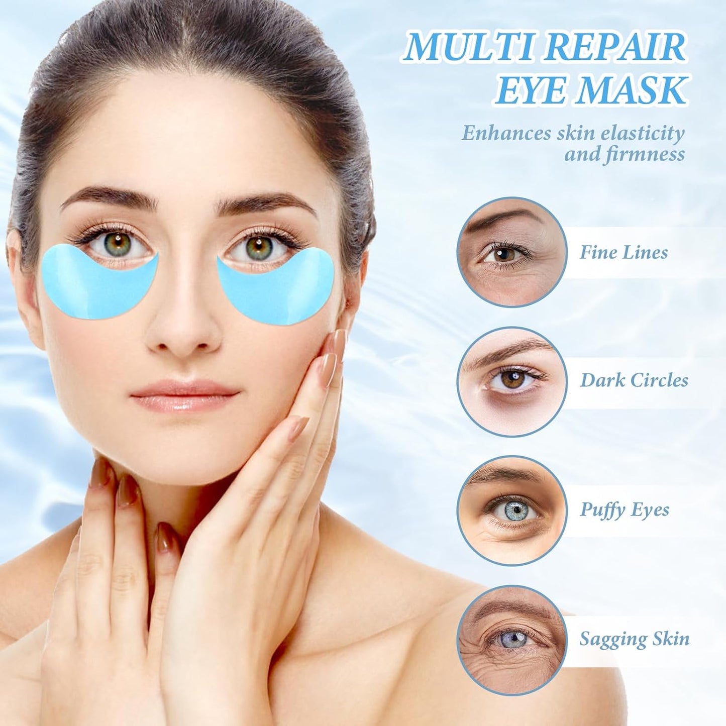 Under Eye Patches for Dark Circles, Eye Masks for Puffy Eyes Wrinkles Under Eye Bags Firmness 30 Pairs Skin Treatment Pads with Hyaluronic Acid and Collagen Women Men (Blue)