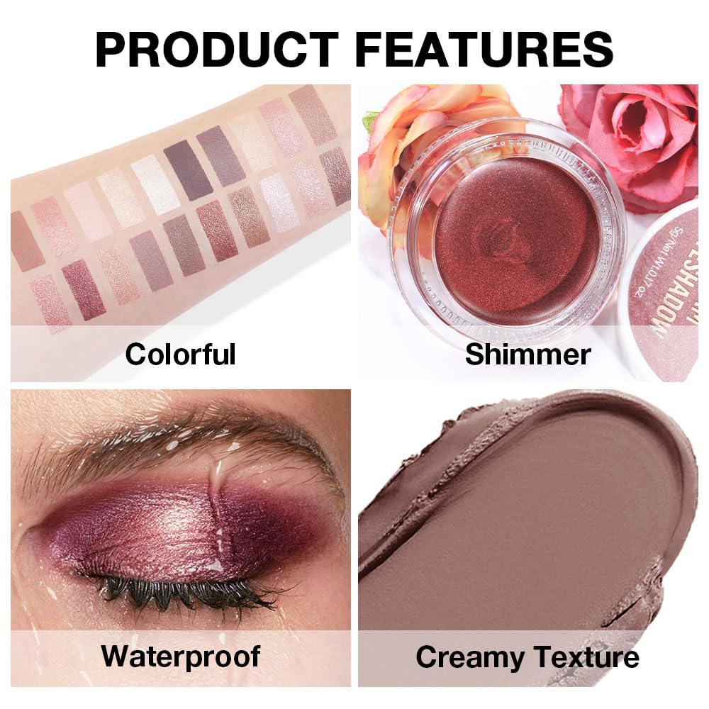 Kaely Single Cream Eyeshadow Pot, Stone Matte Eye Shadow for Older Women High Pigmented Waterproof, Natural Eyeshadow Palette Makeup Brightener, sombras en crema para ojos, Blendable, 22