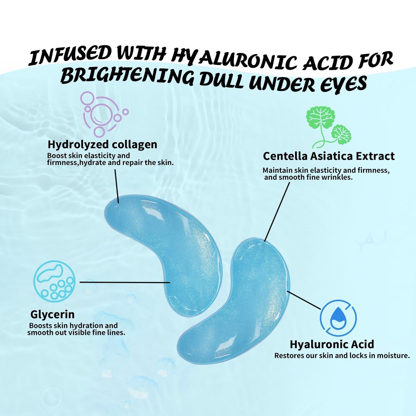 Under Eye Patches (30 Pairs), Hyaluronic Acid Eye Masks for Dark Circles Puffy Eyes Undereye Bags, Collagen Eye Patches for Wrinkles and Hydrate, Skin Care Gift for Her
