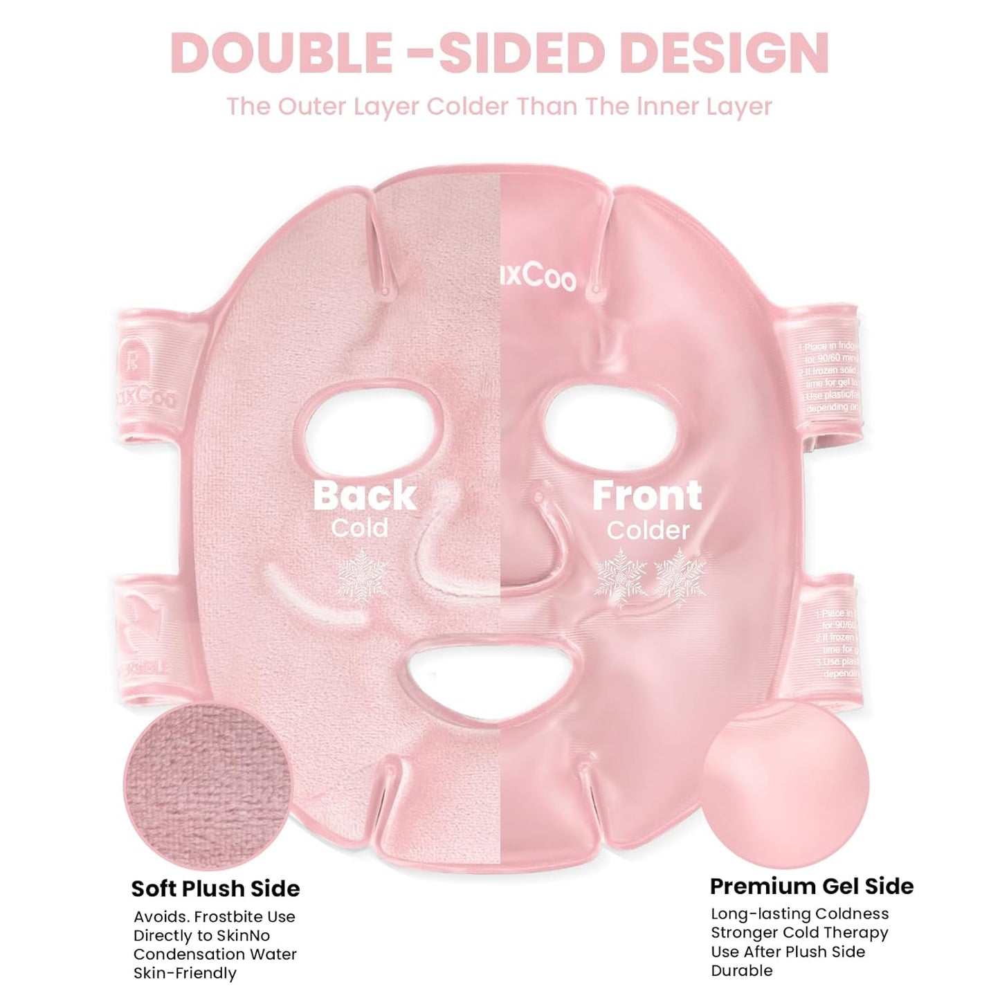 Cold Face Eye Mask Ice Pack Reduce Face Puff,Dark Circles,Gel Hot Cold Compress,Face SPA for Woman Sleeping, Pressure, Headaches, Skin Care， Pink