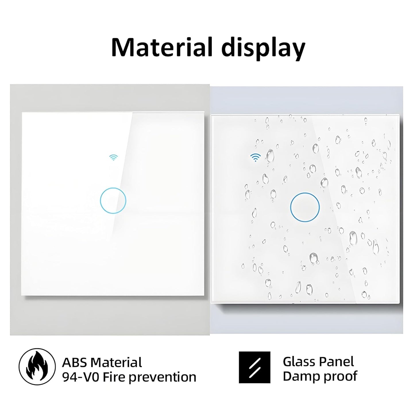 Smart Dimmer Light Switch 10A AC80-260V Wi-Fi Touch Remote Control Glass Panel RF Voice Assistant for TUYA (White)