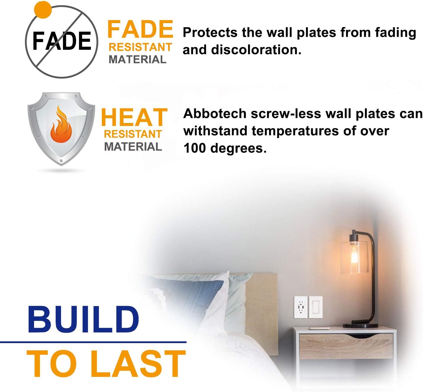 1-Gang Screwless Decorator Wall Plates, Child Safe Standard Size Outlet Cover, Unbreakable Polycarbonate Thermoplastic,Glossy White, 10 Pack,UL Listed