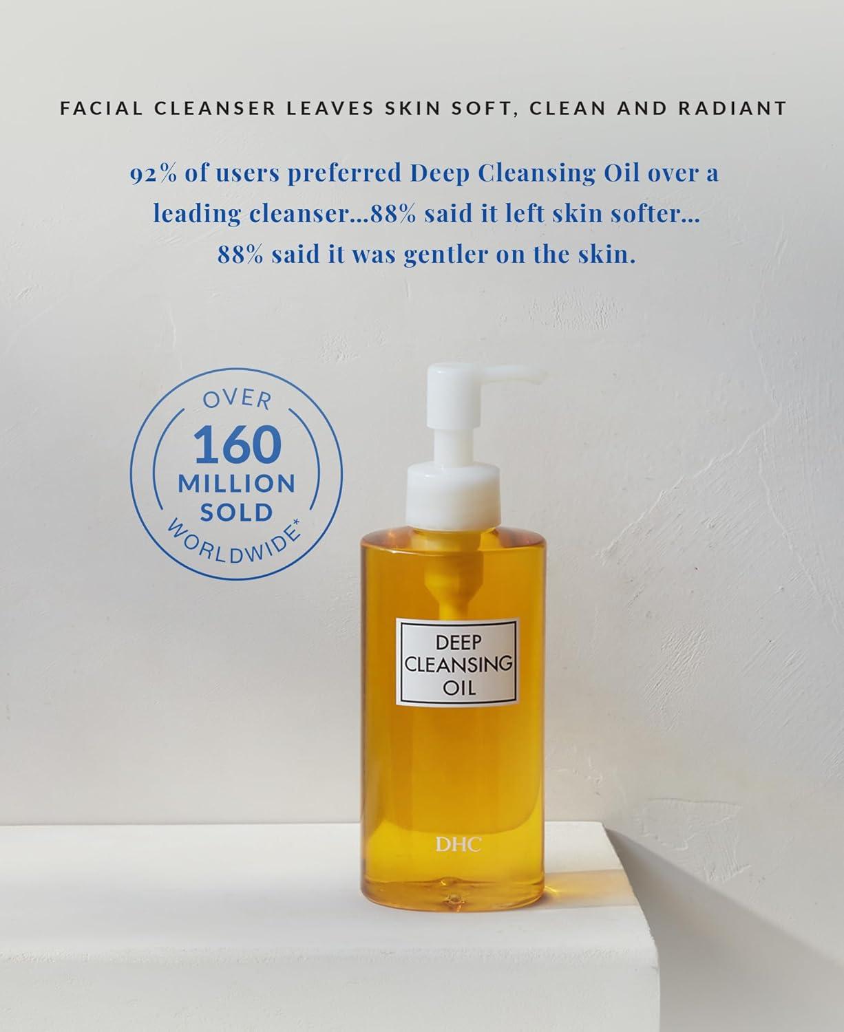 DHC Deep Cleansing Oil, Facial Cleansing Oil, Makeup Remover, Cleanses without Clogging Pores, Residue-Free, Fragrance and Colorant Free, All Skin Types, 6.7 fl. oz.