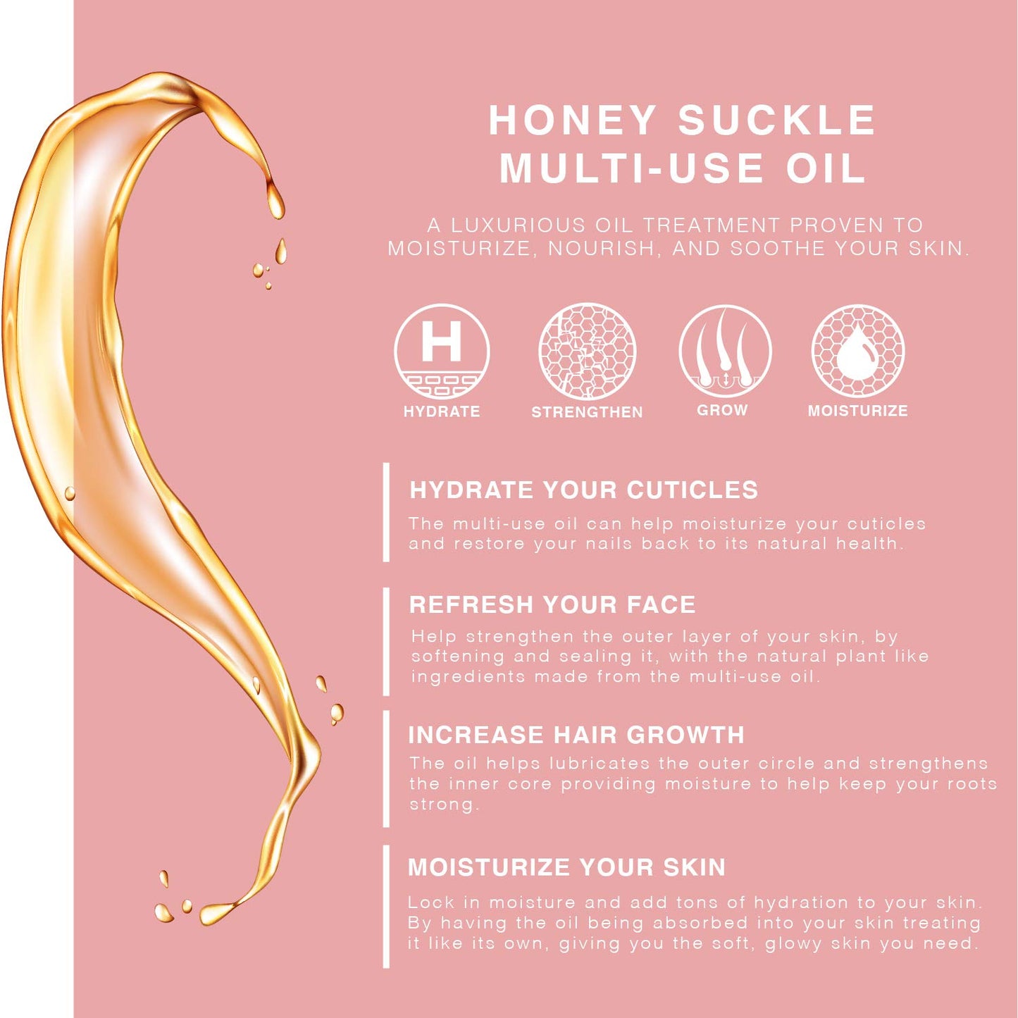 Multi-Use Face, Body & Hair Oil - Hydrates Skin, Restores Shine - With Apricot, Coconut Oil & Vitamin E - 4 Fl Oz