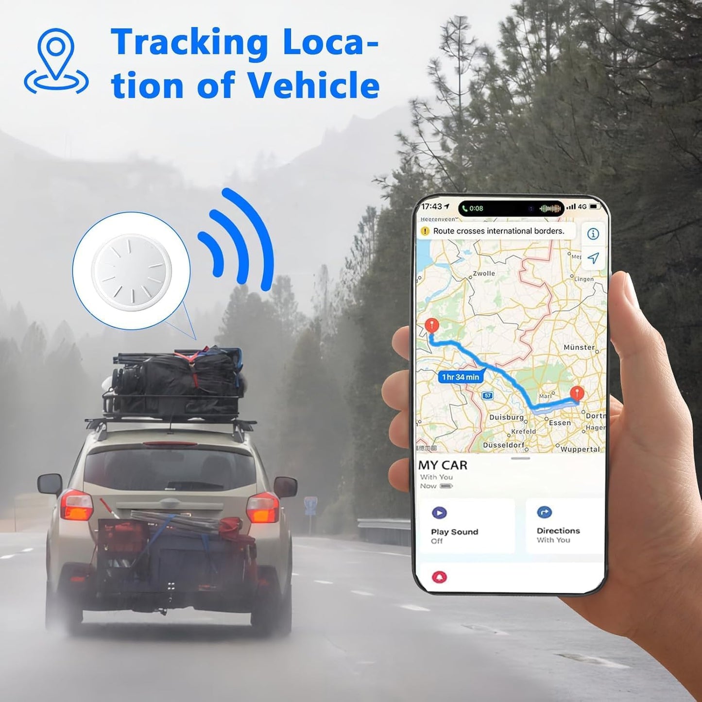Car GPS Tracking Device for Vehicles, 1PCS Real Time GPS Tracker for Car Work with Find My (iOS Only),Hidden Mini GPS Tracker,No Monthly Fee (White Tracker, White Magnetic Case)