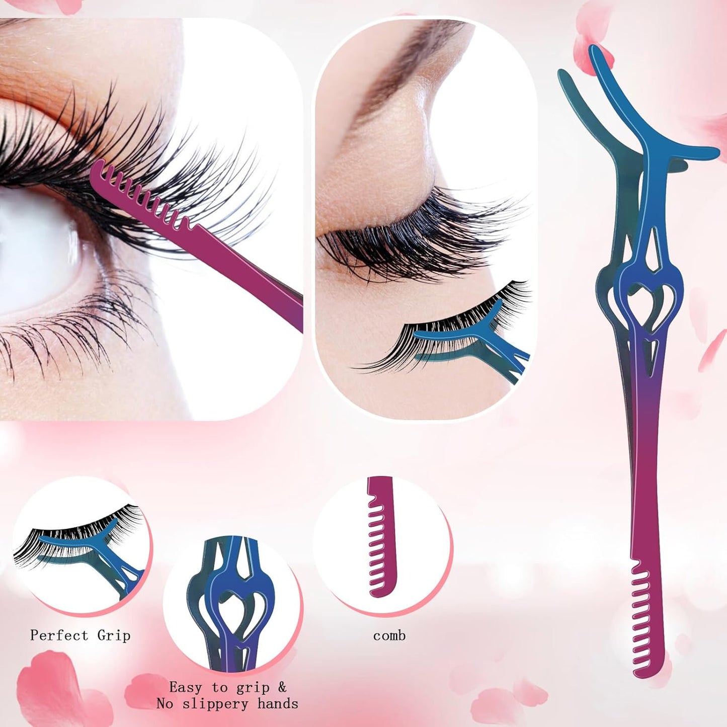 Eyelash Applicator Set 2-in-1 Lash Applicator with Tweezers, Brush Professional DIY Eyelash Extension Tools for Cluster Lashes