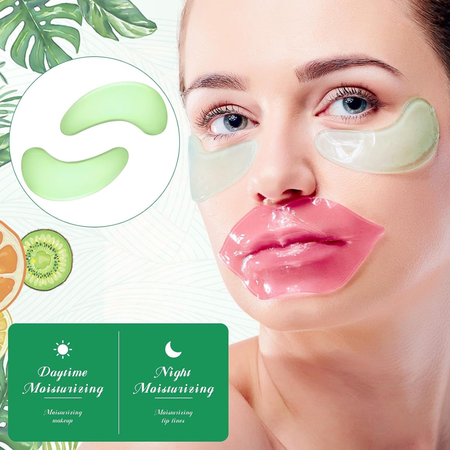 60 Pcs Moisturizing Lip Mask Eye Pads Lip Eyes Care Pads Mask Multi Pack Lip and Under Eye Patches for Puffy Eyes Spa Moisturizing Skincare Eye Lip Treatment (Eye)