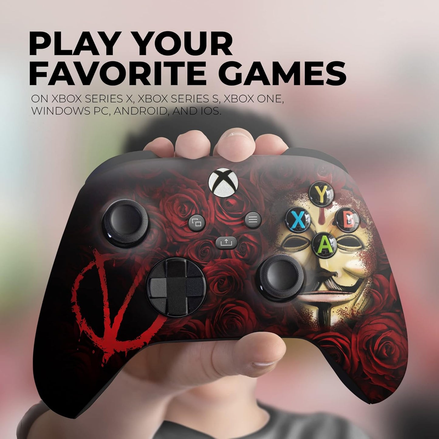 DreamController V For Venddeta Custom X-box Controller Wireless compatible with X-box One/Series X/S Proudly Customized in USA with Permanent HYDRO-DIP Printing (NOT JUST A SKIN)