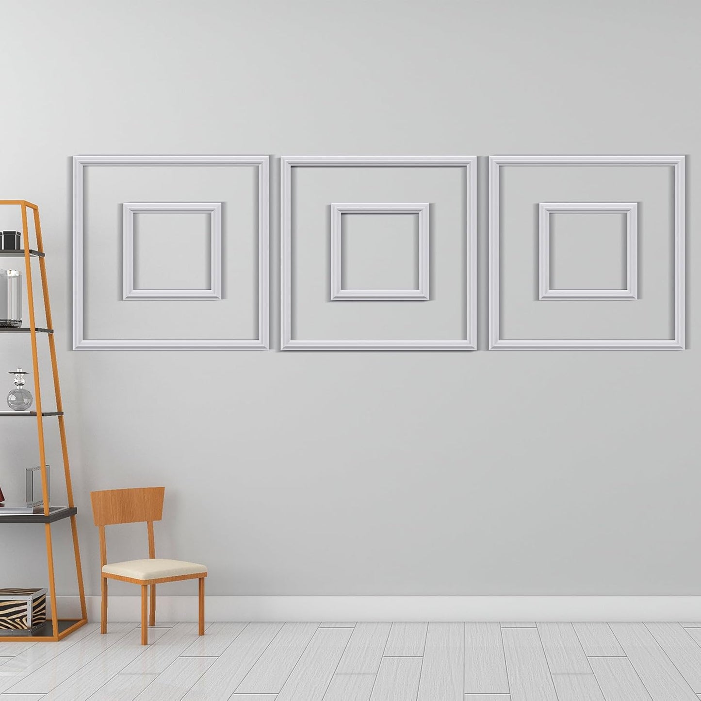 3 PCS Premade Wainscoting Panels Accent Wall Panels for Interior Wall Decor Easy DIY Build and Batten Chair Rail & Picture Frame Door Decor (20 x 20 + 10 x 10in)