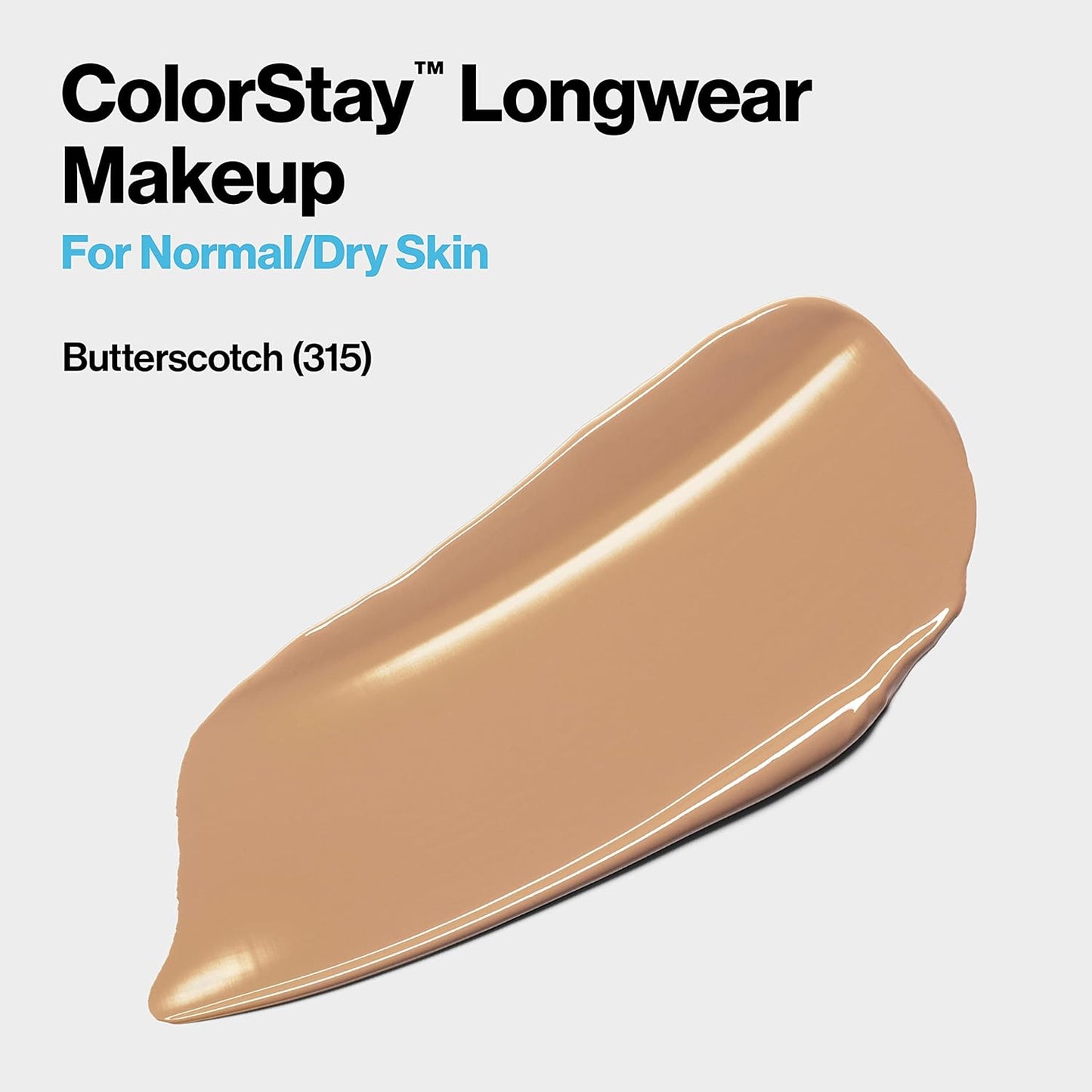 Revlon Liquid Foundation, ColorStay Face Makeup for Normal & Dry Skin, SPF 20, Longwear Medium-Full Coverage with Natural Finish, Oil Free, 315 Butterscotch, 1 Fl Oz