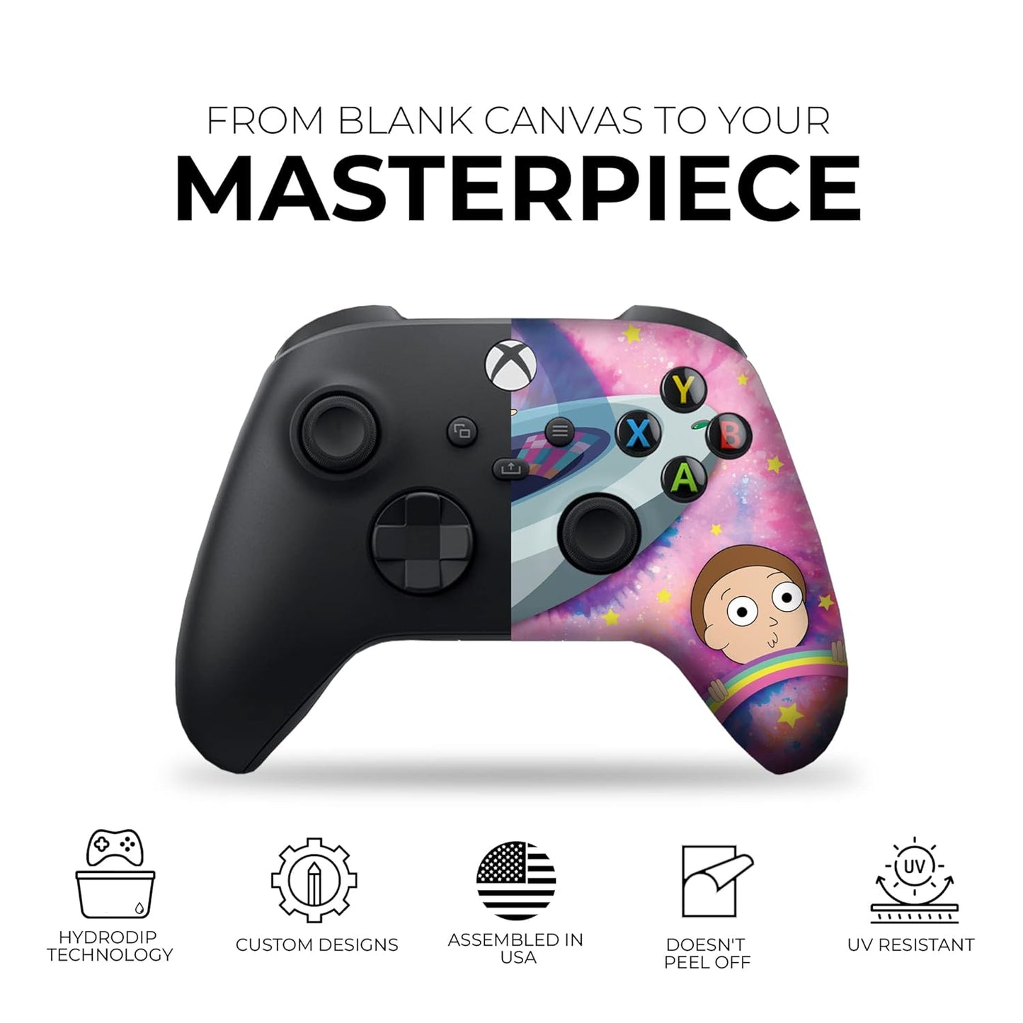 DreamController Schwifty Rickky & Mortty Custom X-box Controller Wireless compatible with X-box One/Series X/S Proudly Customized in USA with Permanent HYDRO-DIP Printing (NOT JUST A SKIN)