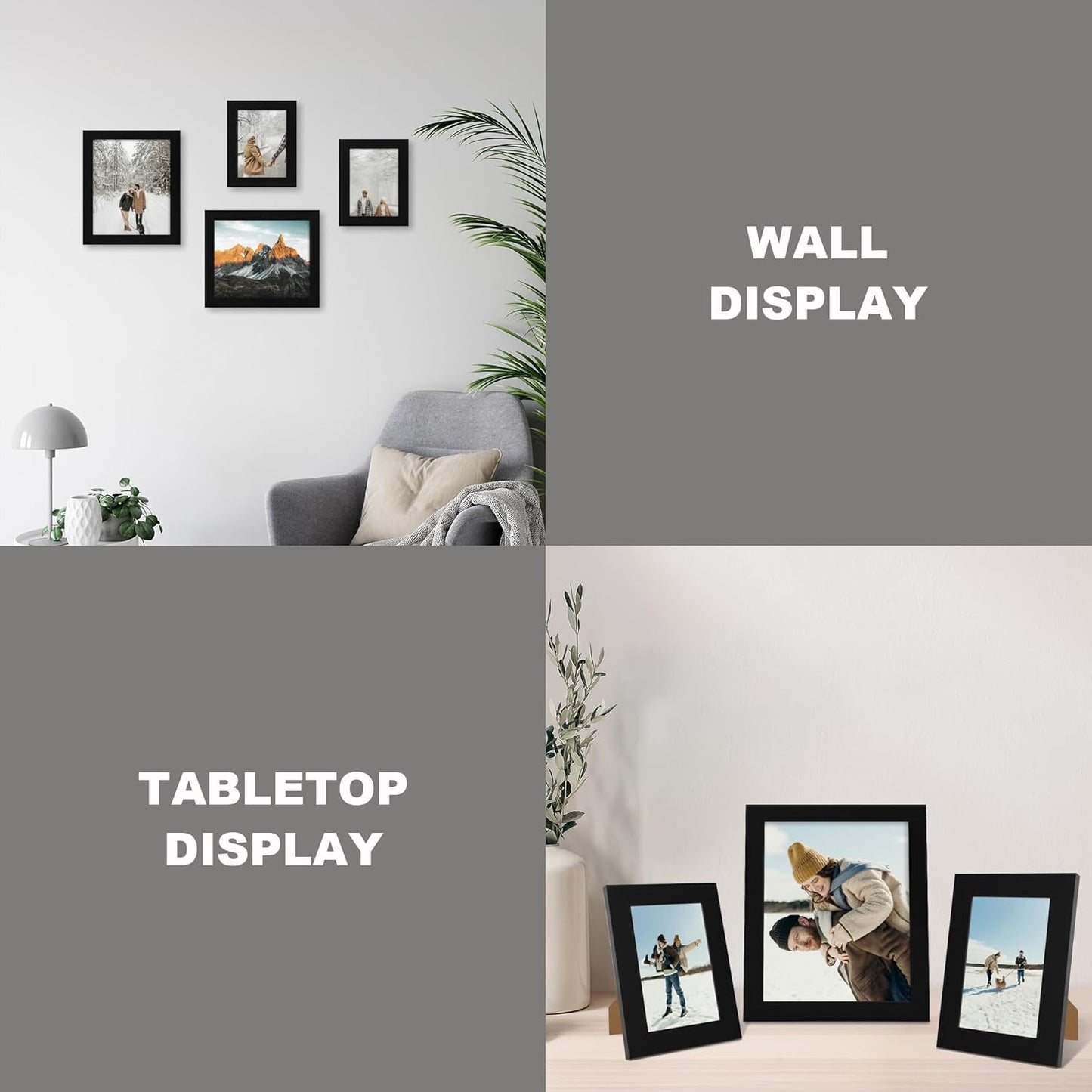 iRahmen 4x6 Picture Frame Set of 4, High Definition Glass Black Picture Frame, 4 x 6 Wood Photo Frames for Horizontal or Vertical Display Tabletop and Wall Mounting