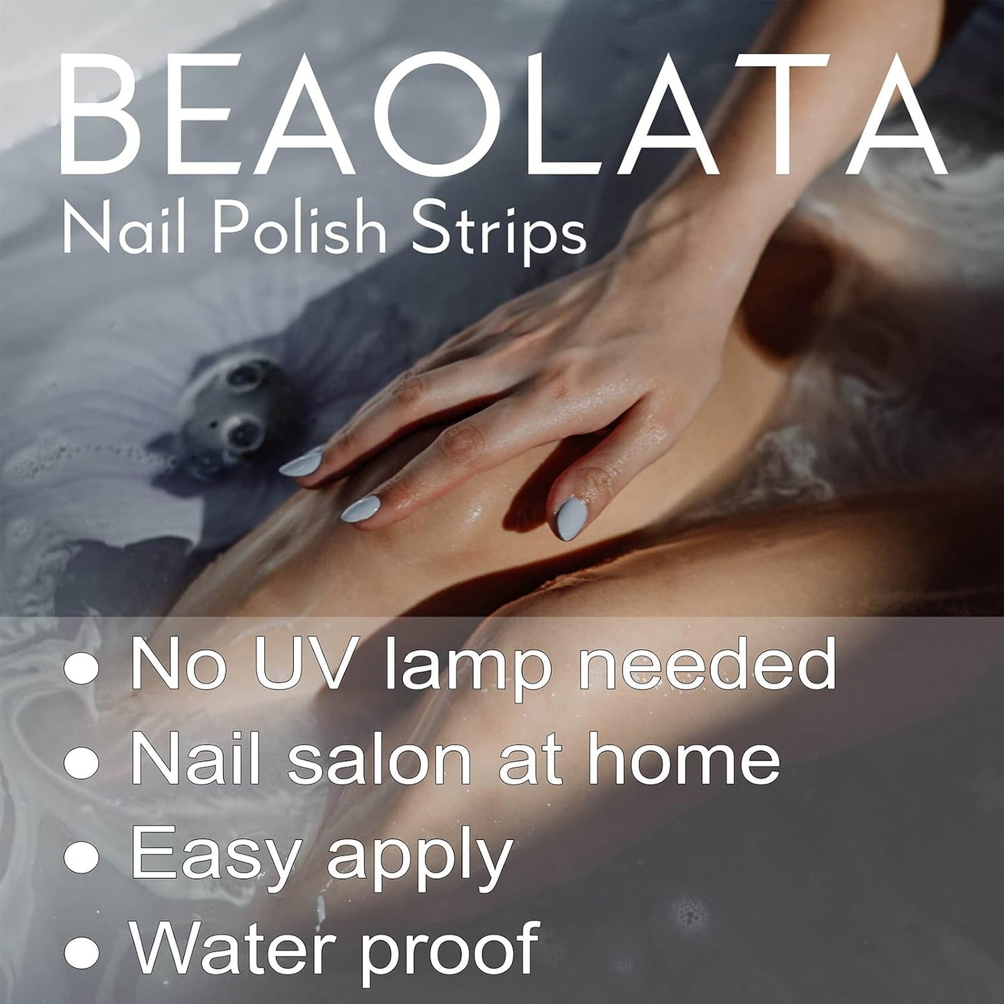 Nail Polish Strips, 32PCS Salon Quality Wraps, Long Lasting Gel Nail Stickers for Women Easy Apply& Remove (Scottish Pebbles Blue&Brown)
