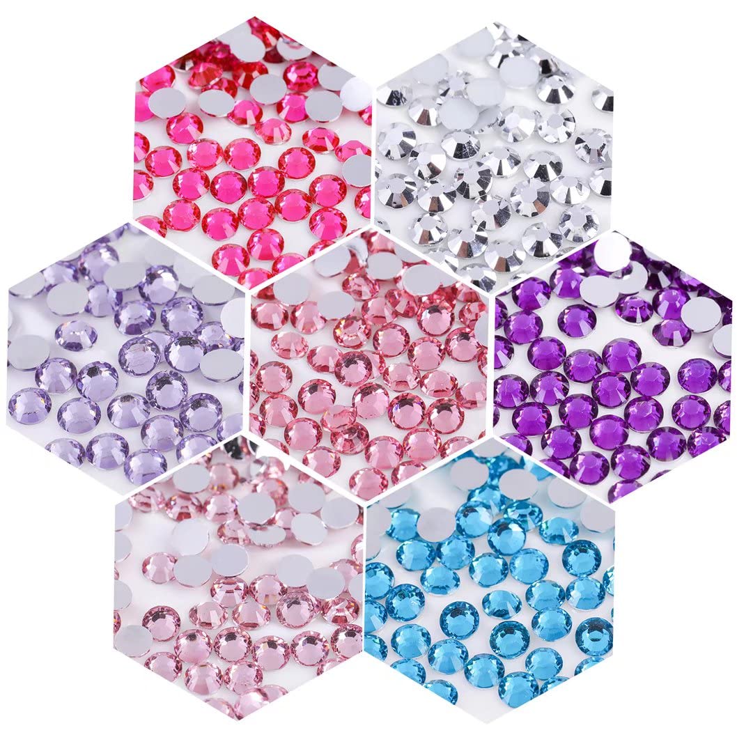 1000 Pieces SS20 5mm Flatback Rhinestones Clear Glass Round Gems Crystals for Nail Art DIY Crafts Clothes Shoes Bags （Silver）
