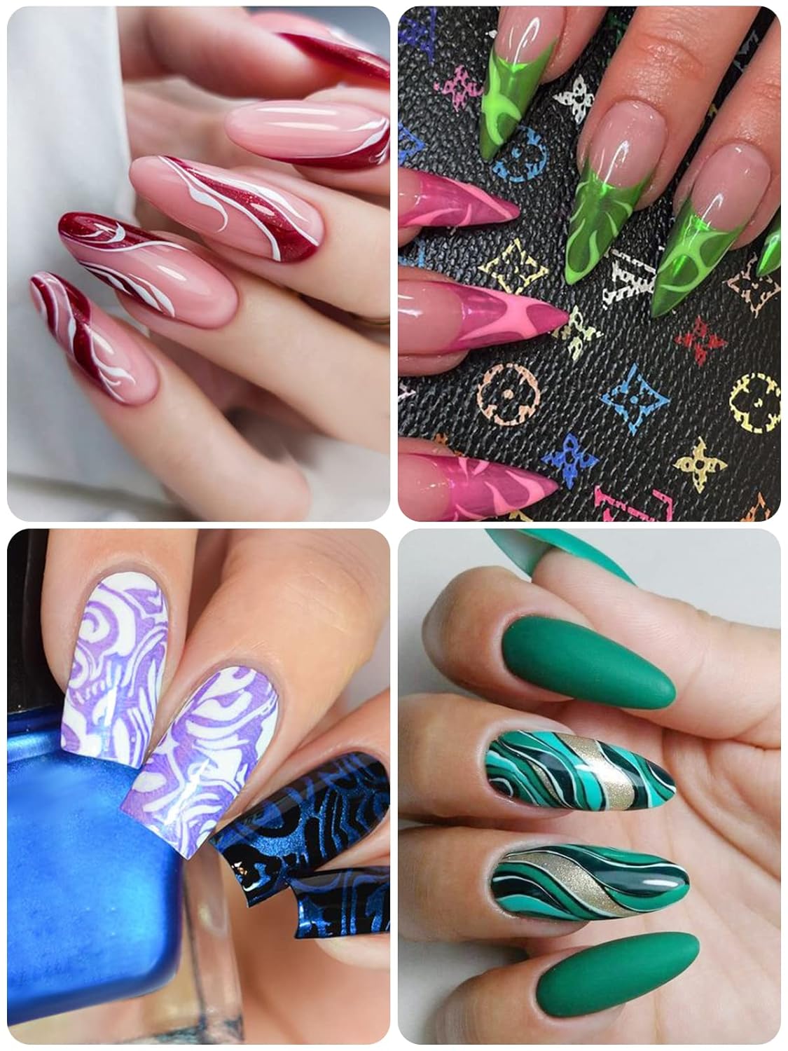 10 Color Metal Giltter 3D Nail Art Pens Set, Kalolary Double-ended Nail Point Dotting Pen Drawing Painting Liner Brush for DIY Nail Art Beauty Adorn Manicure Tools(G)