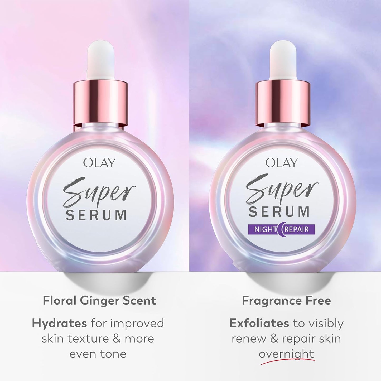 Olay Super Serum Night Repair, Fragrance-Free - Niacinamide, Peptide, Salicylic & Lactic Acid, Glycerin - 5-in-1 Skin Care Benefits - Hydrating, Evens Tone, Reduces Dark Spots, Anti-Aging, 1.7 Oz
