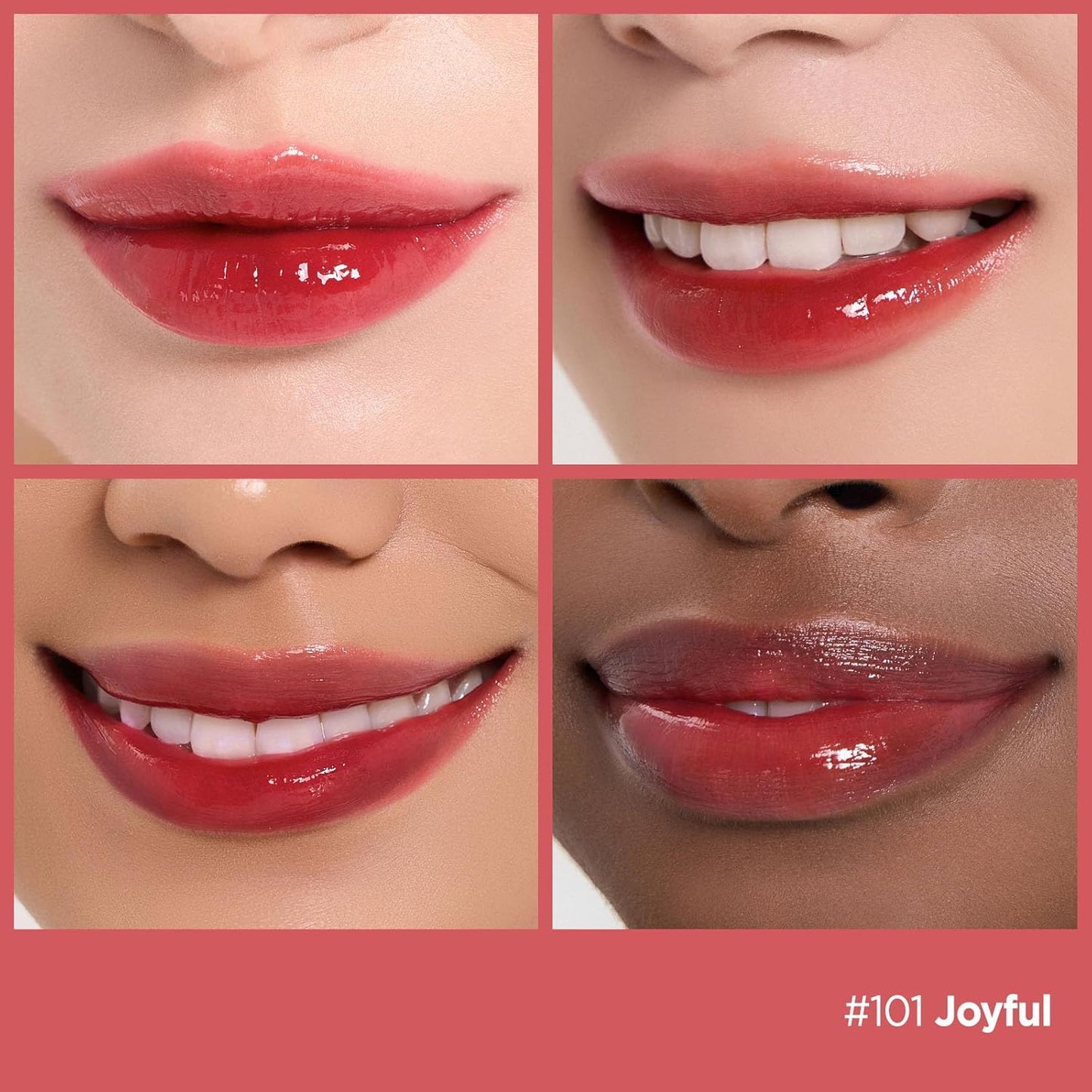 Laka Fruity Glam Lip Tint Mini, Glowing Lip Stain with Wide Color Spectrum, Hydrating & Lightweight Texture, Long-Lasting Bold Stain, Non-Sticky, Vegan, K-Beauty (#101 Joyful)