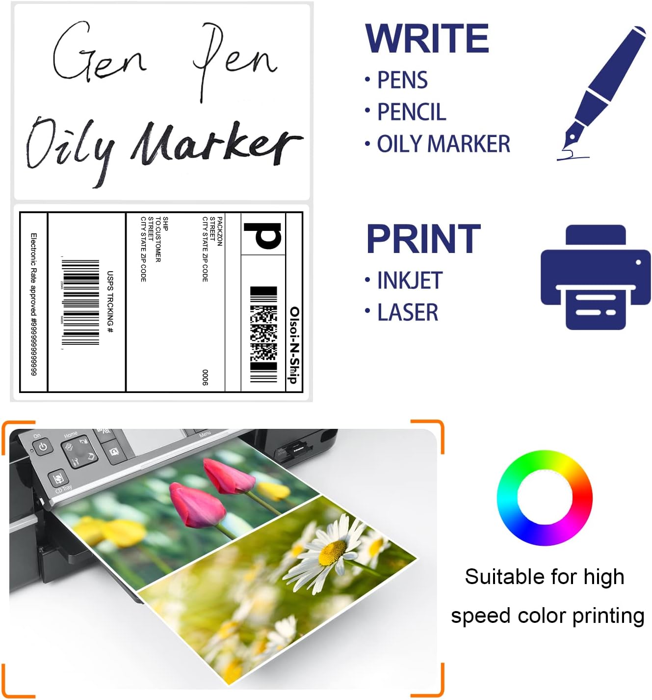8-1/2"×5-1/2" Shipping Labels 100 Labels Sticker Paper for Laser/Ink Jet Printer mailing Labels 8.5"×11" White 2 per Sheet
