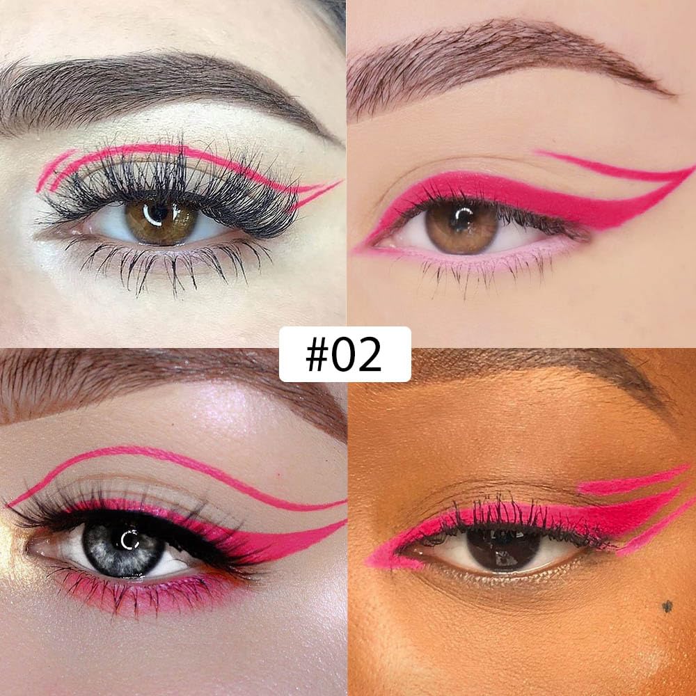 evpct 1Pcs Carmine Red Liquid Eyeliner Makeup Waterproof Red Eye Liners for Women, Eyes Wing Eyeliner Stamps Shapes Colored Eyeliner delineador de ojos a prueba de agua contra el agua blanco para ojos