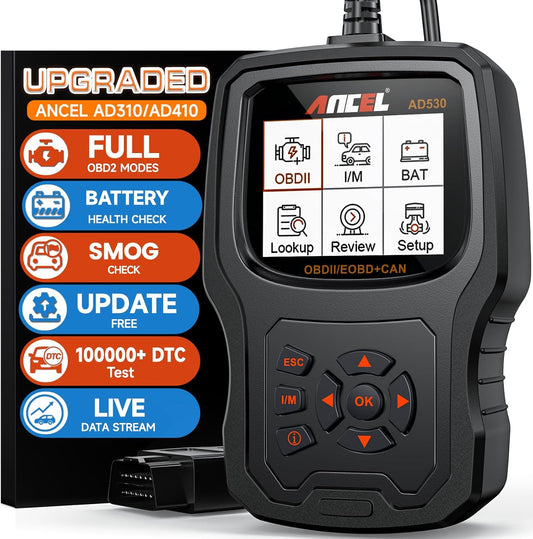 ANCEL AD530 OBD2 Scanner-Upgraded AD310, Car Code Reader for Check Engine Light, Full OBDII Scan Tool for Read & Clear Fault Codes, Battery Test & Live Data, OBD II Diagnostic Scanner for 1996+ Cars