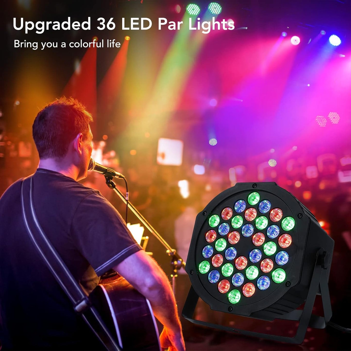 Dj Lights, 8 Pack 36 LED Par Lights Stage Lights with Sound Activated Remote Control & DMX Control, Stage Lighting Uplights for Wedding Club Music Show Christmas Holiday Party Lighting