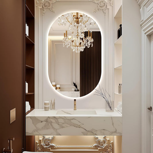 48" x 30" Oval LED Mirror for Bathroom, Backlit Vanity Mirror with Lights, Frameless Smart Wall Mirror, 3 Colors Stepless Dimmable, Anti-Fog, Shatterproof, Memory, CRI95+(Horizontal/Vertical)