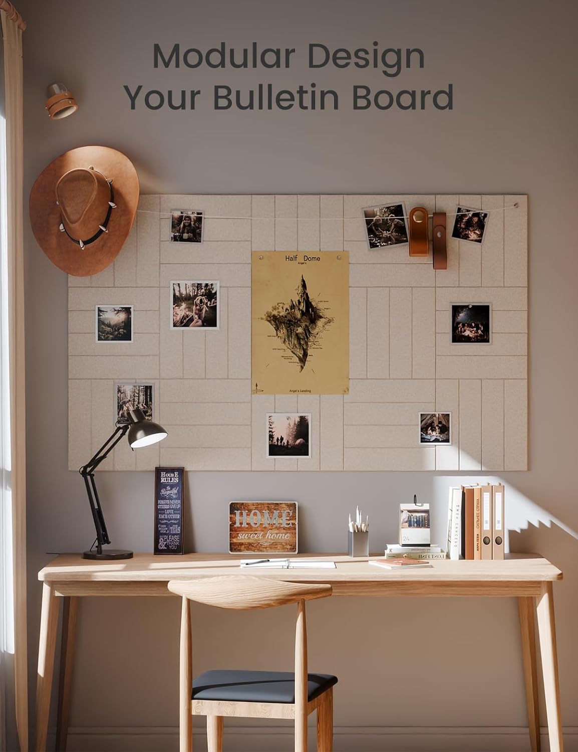 Felt Bulletin Board Tiles Large 36" x 24" Cork Board Alternative-6 Pack with 40 Adhesive Tabs, Thick Slat Wall Panels for Office Decor, Push Pin Board Wall Organizer Alternative - Oatmeal