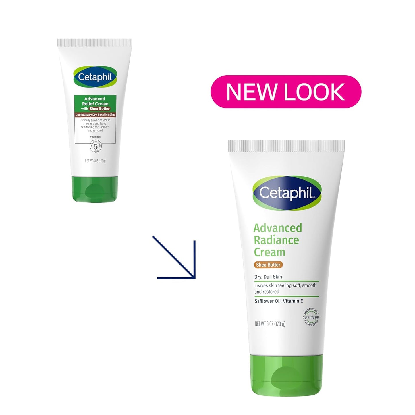 Cetaphil Advanced Radiance Cream with Shea Butter, 6 oz, For Dry, Dull Skin, More Radiant Skin, 48 Hour Hydration, All Skin Tones & Types, Hypoallergenic, Fragrance Free