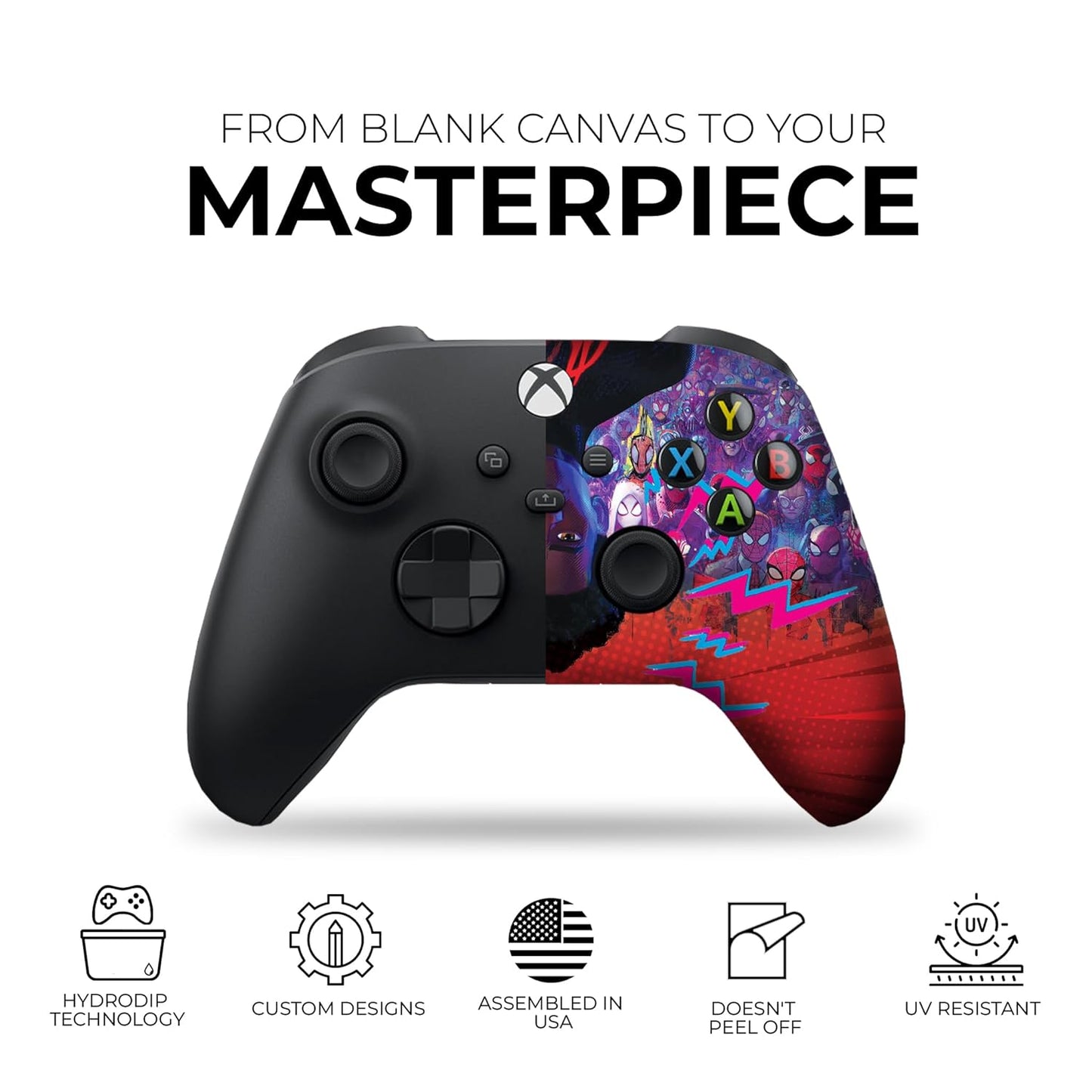DreamController Milles Moralles Spiidervers Custom X-box Controller Wirelless compatible with X-box One/Series X/S Proudly Customized in USA I Permanent HYDRODIP (NOT JUST A SKIN)(MODDED)