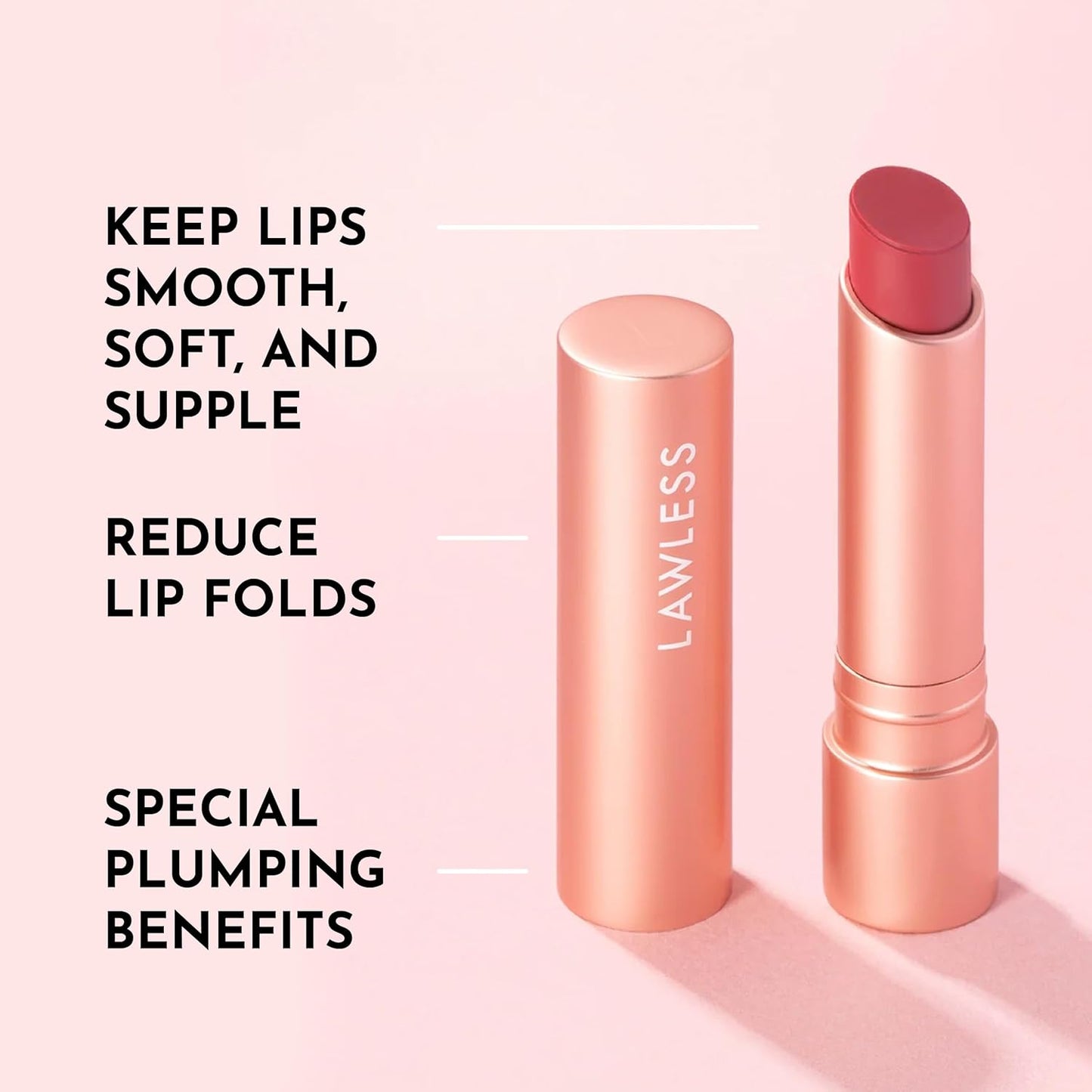 LAWLESS Forget the Filler Lip Plumping Line Smoothing Tinted Balm, Lover, Pink, 0.1 Ounce / 2.9 g