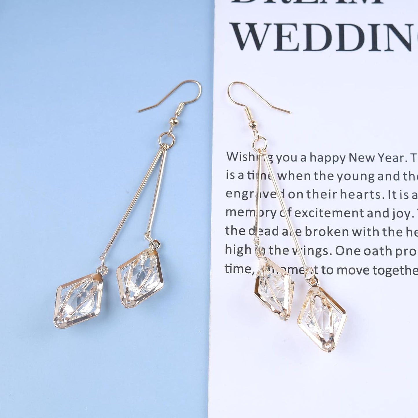 Vintage Crystal Dangle Earrings Long Bar Drop Earrings Cz Rhinestone Earrings Gold Long Wire Earrings Jewelry for Women