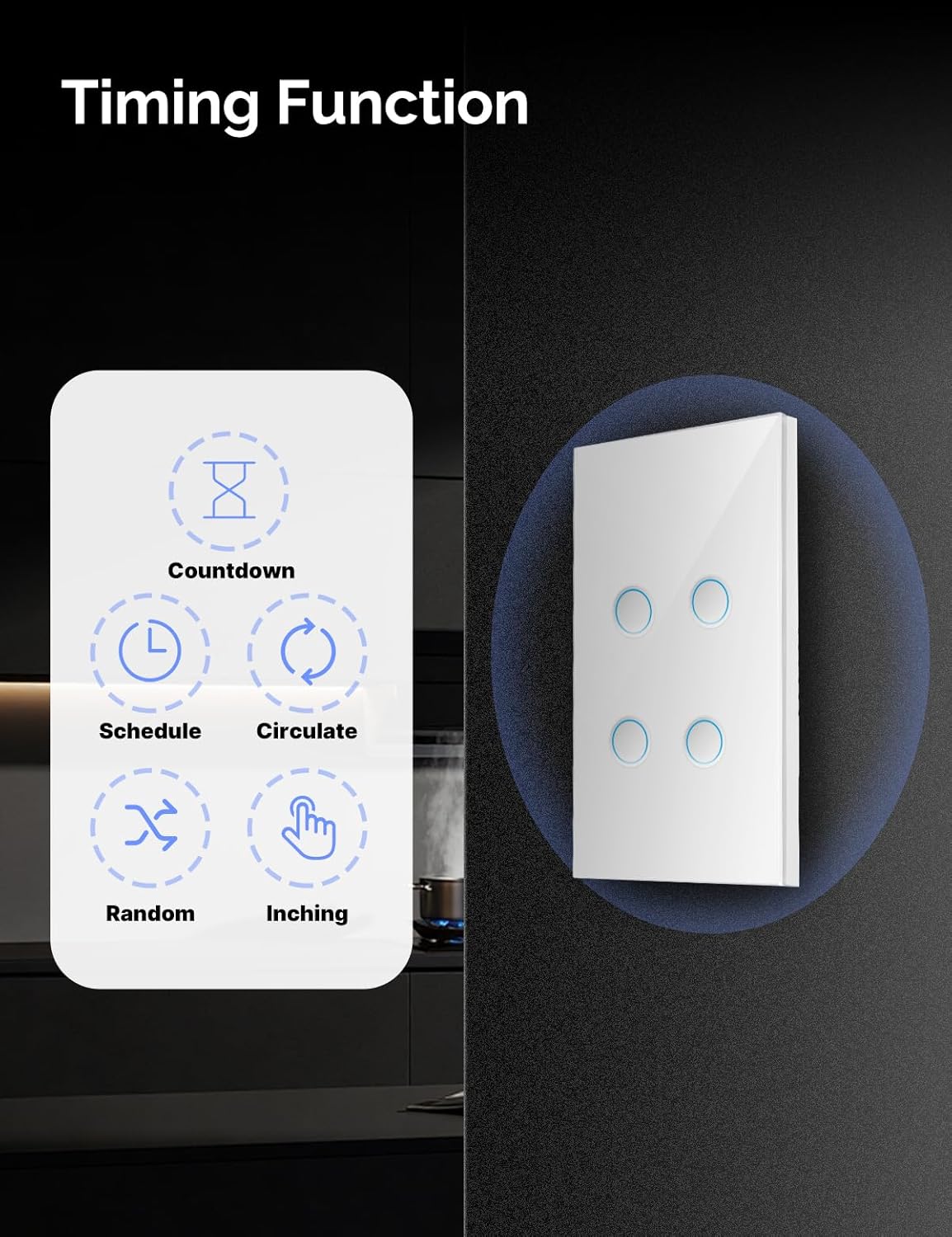 MOES Matter Wi-Fi Smart Light Switches Touch Glass Design, Needs Neutral Wire, Single Pole, 2.4GHz, Remote & Voice Control with Alexa, Google Home & Siri, Supports Timer and Schedule, White 3 Gang
