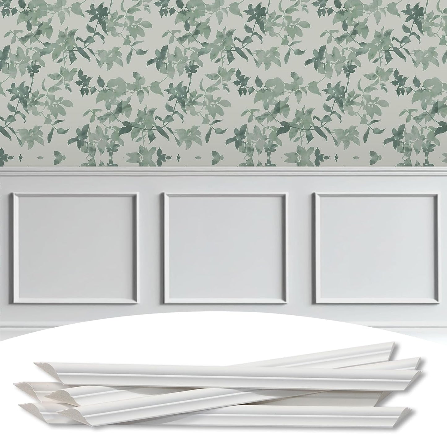 3-Frame 24" x 24" Premade Accent Wall Molding Kit, Ready-to-Assemble Wainscoting Panels, Pre-Cut Chair Rail Moulding Trim Picture Frame for Home Décor