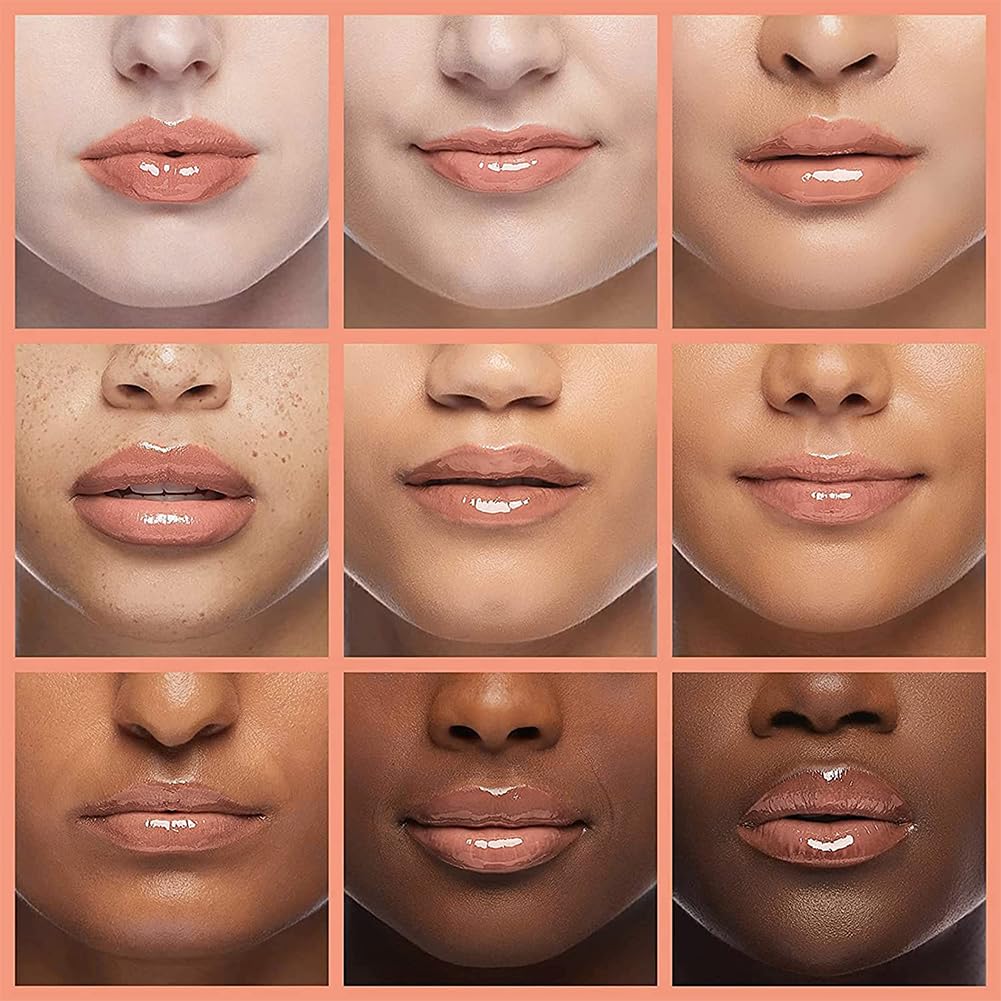 Hydrating Lip Glow Oil, Lip Oil Gloss Transparent Toot Tinted Nourishing Long Lasting Repairing Lightening Lip Lines (CLEAR) 0.2 OZ