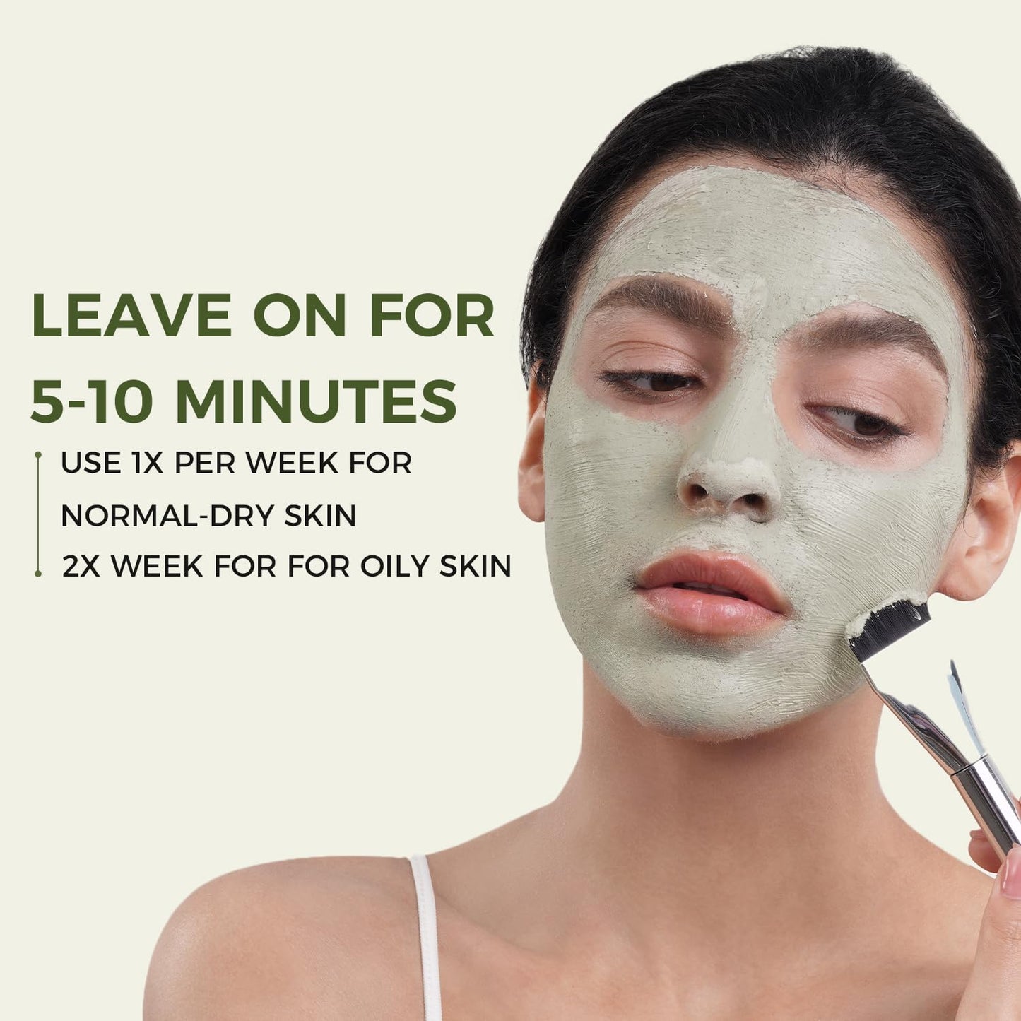 Purifying Green Tea Mask, Natural Facial Clay Mask Deep Pore Cleansing with Green Tea Extract and Portulaca Extract, for Clogged Pores, Detoxifies & Balance Oil, 3.52 fl.oz