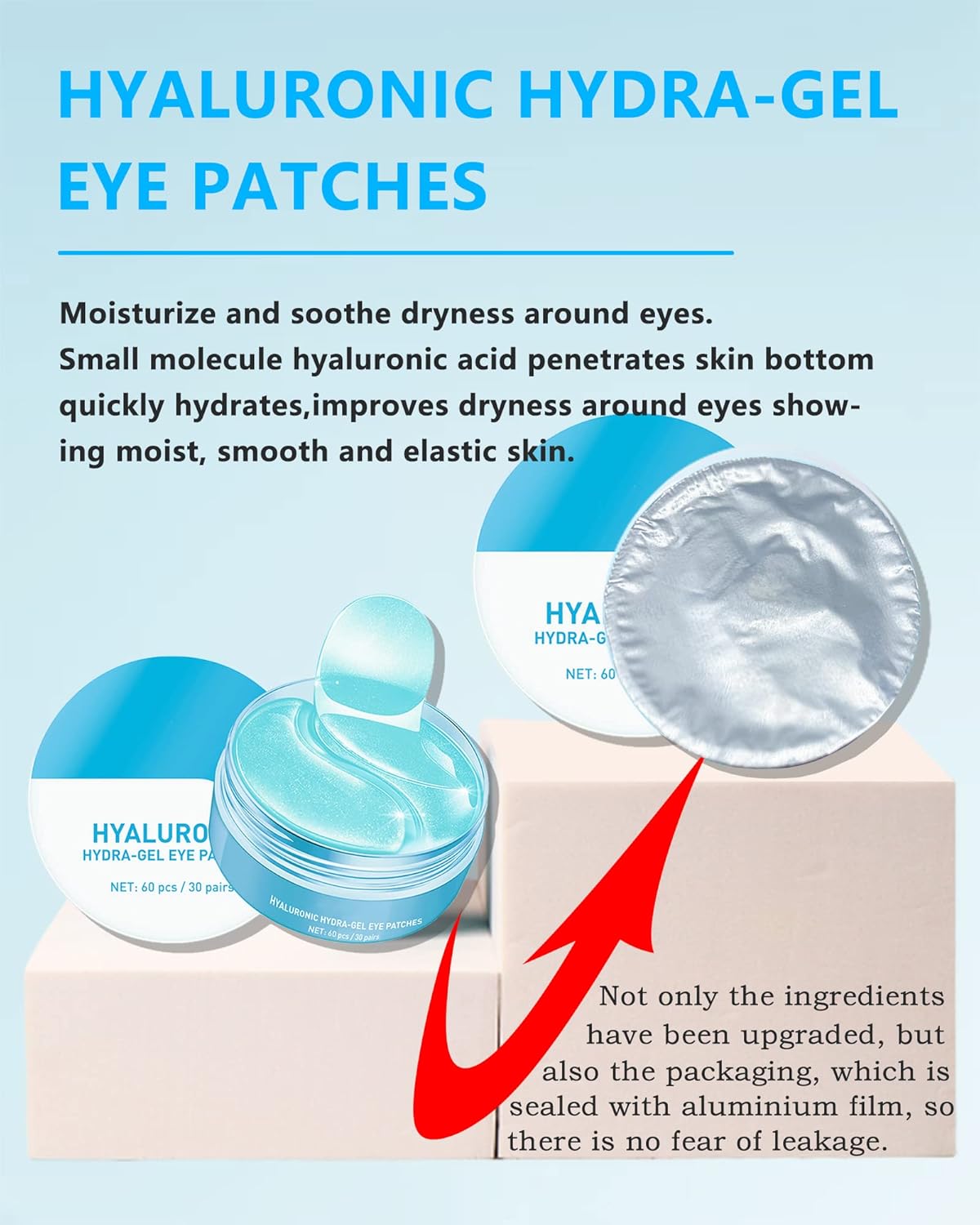 Under Eye Patches (60Pcs) - Upgraded Eye Mask Hyaluronic Acid & Collagen, Eye Treatment Mask, Under Eye Bag Treatment, Eye Mask for Puffy Eyes, Anti-Aging, Anti-Wrinkle, Under eye Dark Circles