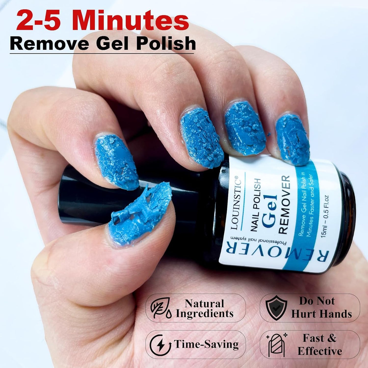 Gel Nail Polish Remover, Gel Remover Kit with Liquid Latex for Nails, No Need to Wrap or Soak, Removes Nail Polish in 2-5 Minutes, Acetone Free, Not Damage to Nails, with Manicure Tools