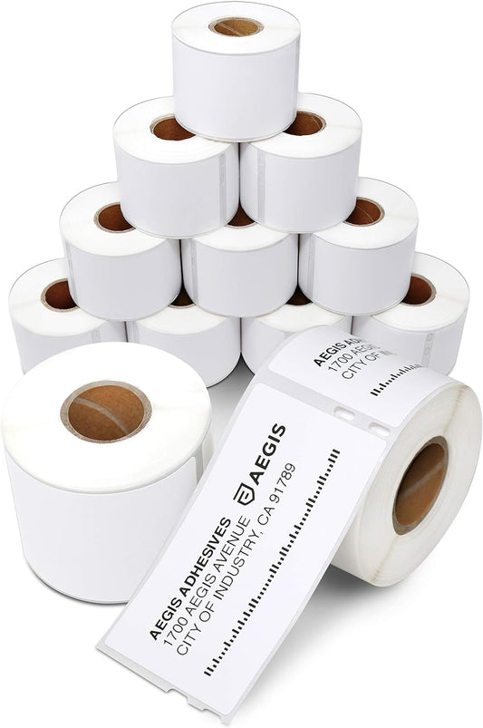Aegis Adhesives - 2-1/8" X 4" Replacement for DYMO 30323 (12 Rolls/2640 Labels) Direct Thermal Shipping and Postage Labels - Compatible with LabelWriter 450, 450 Turbo, 4XL Printers (NOT 550, 5XL)