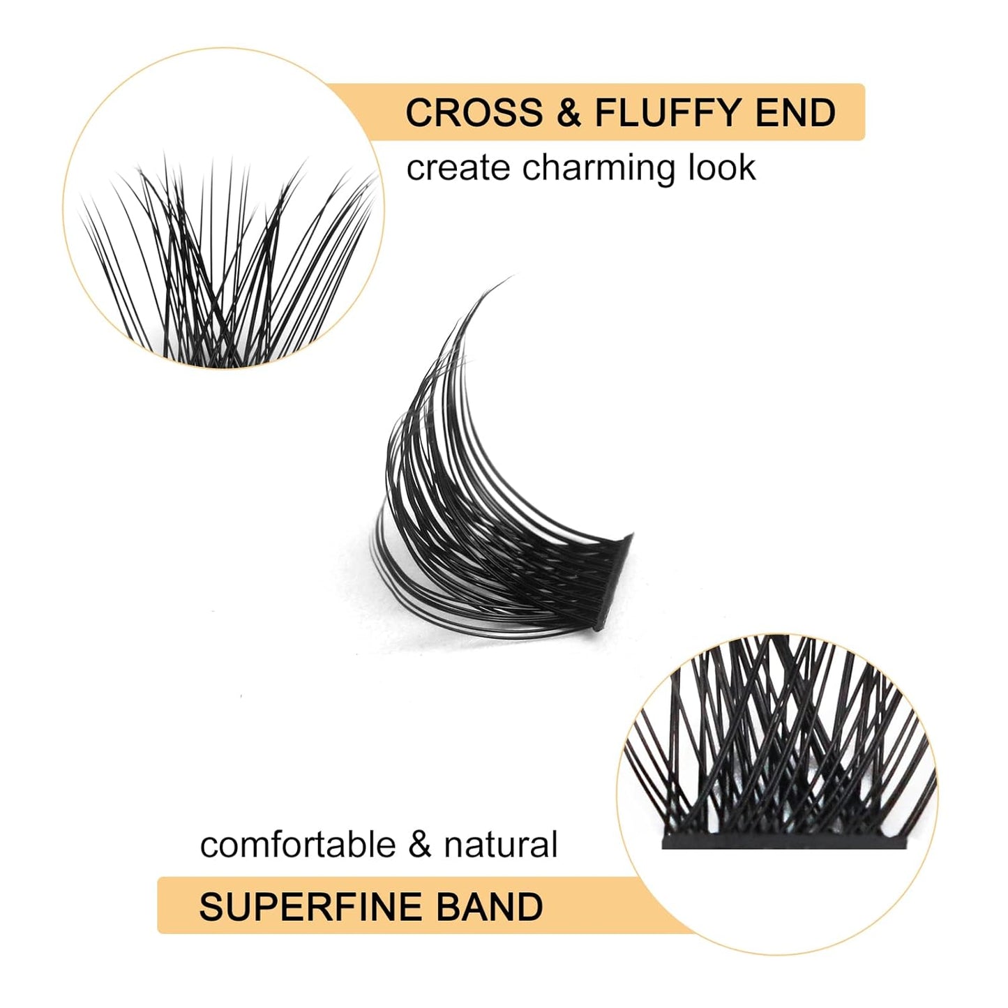 QUEWEL Cluster Lashes 72 Pcs Wide Stem Individual Lashes C/D Curl 8-16mm Length DIY Eyelash Extension False Eyelashes Natural&Mega Styles Soft for Personal Makeup Use at Home (Mega-C-10)