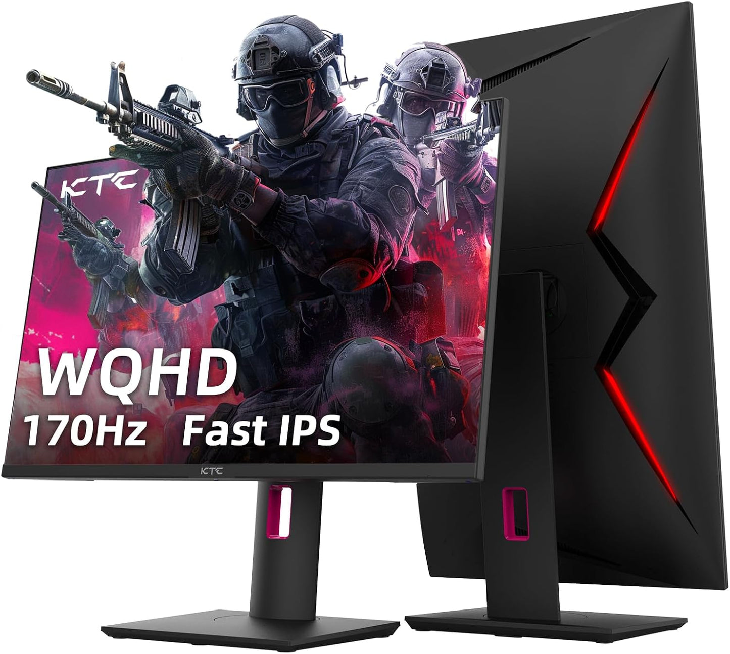 KTC 27'' 2K 170Hz Gaming Monitor - Fast IPS 1ms GTG Pc Monitor with FreeSync G-Sync, HDMI/DP/USB Ports, Height/Tilt/Swivel/Pivot Adjust, 131% sRGB and 97% DCI-P3 Color Gamut for Vertical Monitor