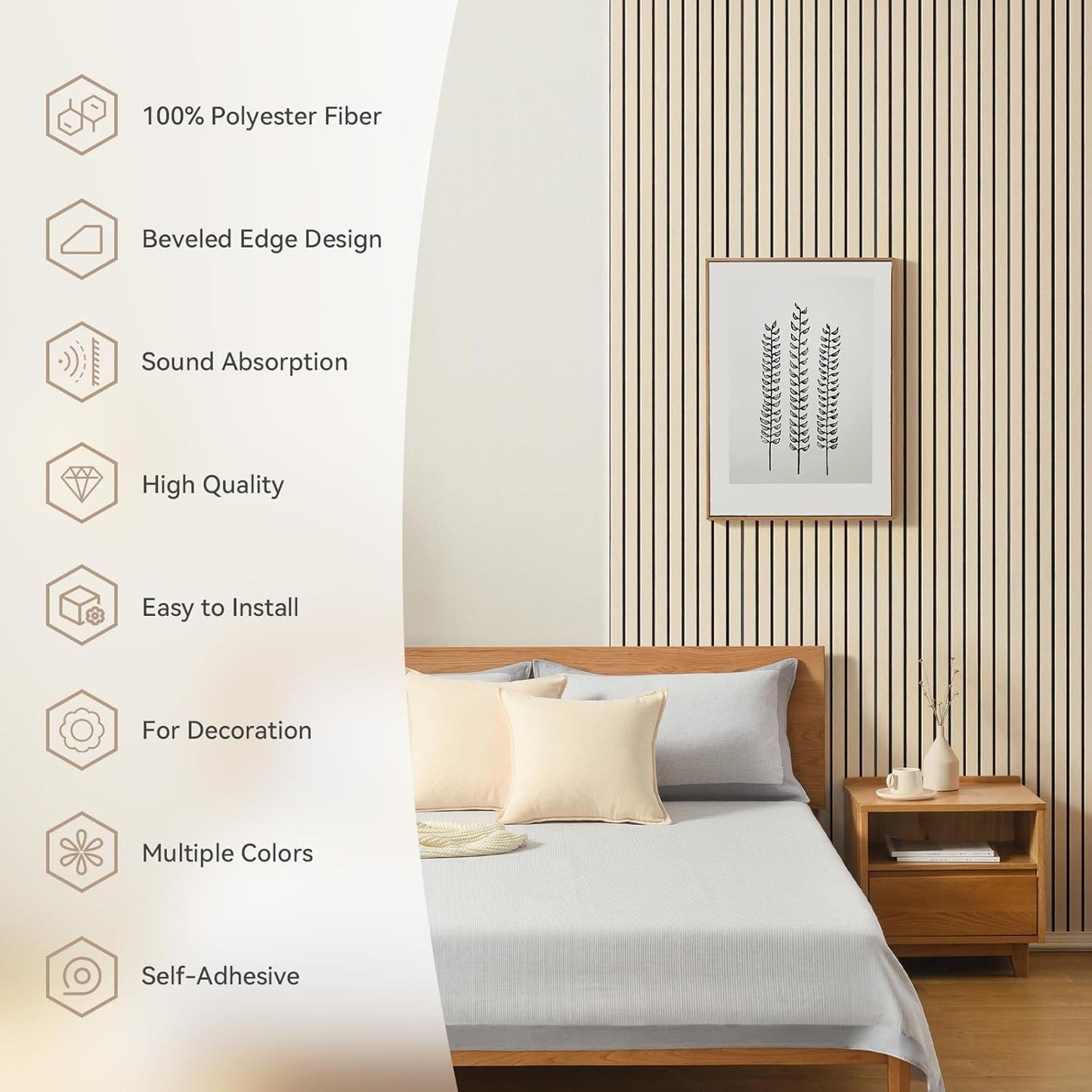 Self-Adhesive Acoustic Panels, 10 Pack Large Soundproof Wall Panel, High Density Sound Proof Panels, Decorative Absorbing Acoustic Treatment for Home Studio Office (Silver Grey)