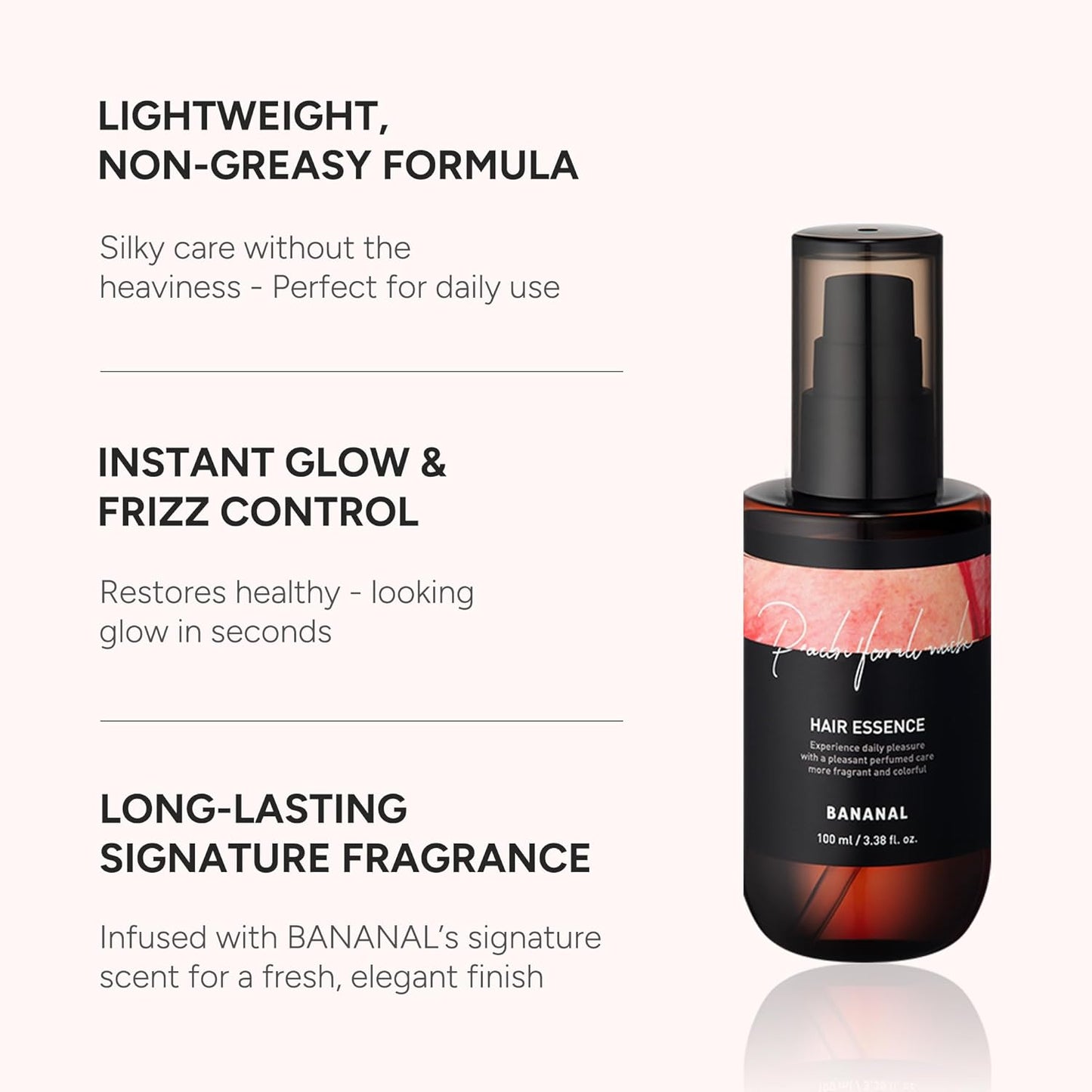 Perfumed Hair Oil & Serum – Korean Hair Essence for Shine, Damage Repair & Frizz Control – Argan Oils & Amino Acids – Sulfate & Paraben-Free – Peach Floral Musk, 100ml / 3.38 fl oz