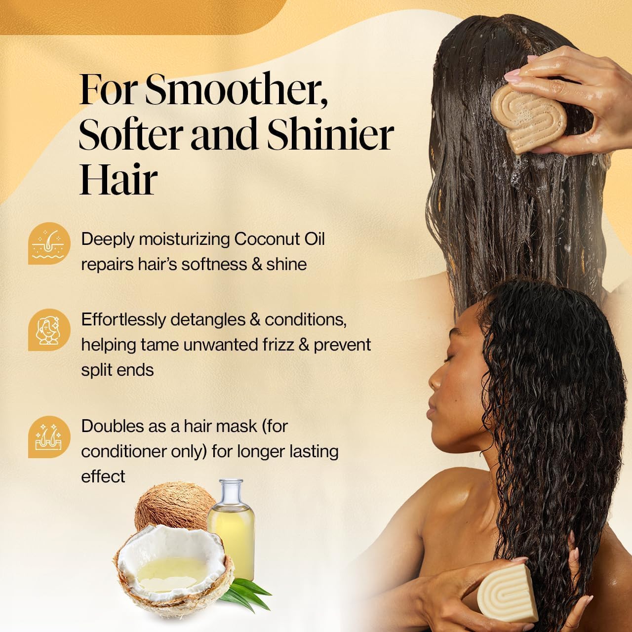 Kitsch Coconut Oil Shampoo and Conditioner Set – Deep Moisturizing Shampoo and Conditioner Bar for Dry Damaged Hair – Hydrating Solid Bars for Curly, Coily & Color Treated Hair – Made in USA
