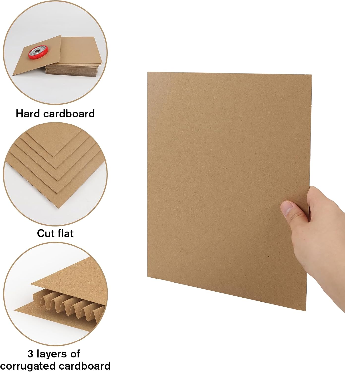 Calenzana 8.5x11 Browm Corrugated Cardboard Sheets, Flat Card Boards Inserts for Crafts, Packing, Shipping, Moving, Mailing, 200 Pack