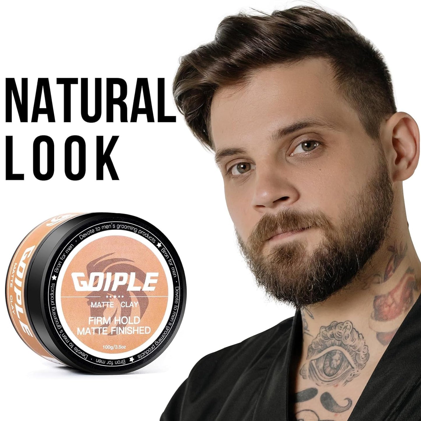 Hair Styling Clay, Matte Finish Hair Paste for Men, Water Based Matte Texture, Clay Pomade Ideal for All Men's Hair Types 100g (3.5oz)