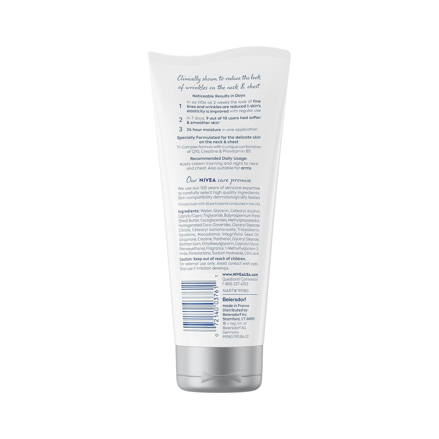 NIVEA Skin Firming & Anti Wrinkle Neck & Chest Cream with Coenzyme Q10, Creatine and Provitamin B5, Skin Firming Cream Reduces the Look of Fine Lines and Wrinkles, 6.7 Oz Tube
